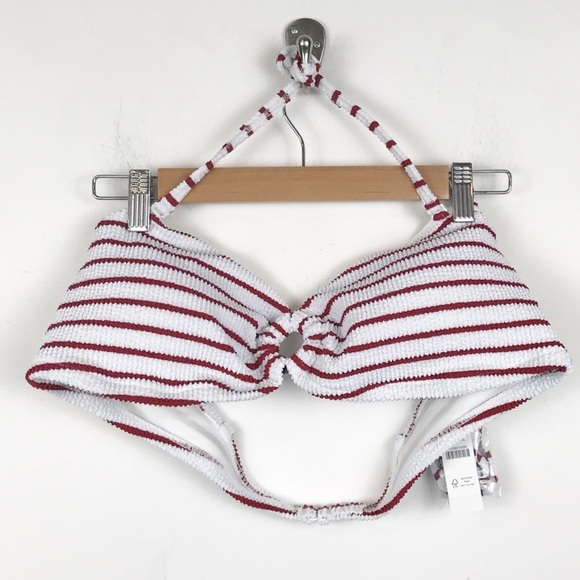 NWT J.Crew Scrunchie Ring Bandeau Bikini Top in‎ Stripe size XL - Picture 5 of 14